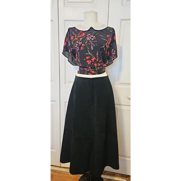 Overland Dresses & Skirts - Overland Suede Leather A-Line Maxi Skirt Womens 10 Black